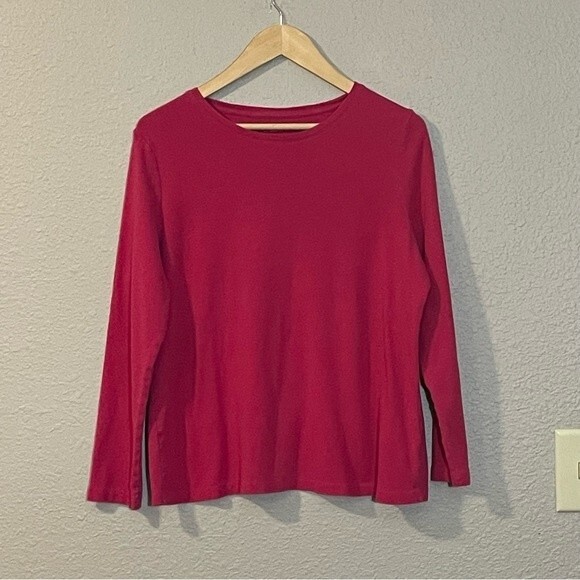 Talbots Woman 100% cotton long sleeved tee in deep pink. Women’s 1X - Picture 2 of 5